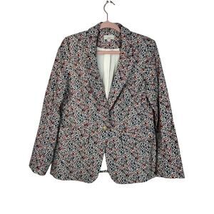 Loft Floral Single Button‎ Tailored Layer Notched Lapel Long Sleeves Blazer 6